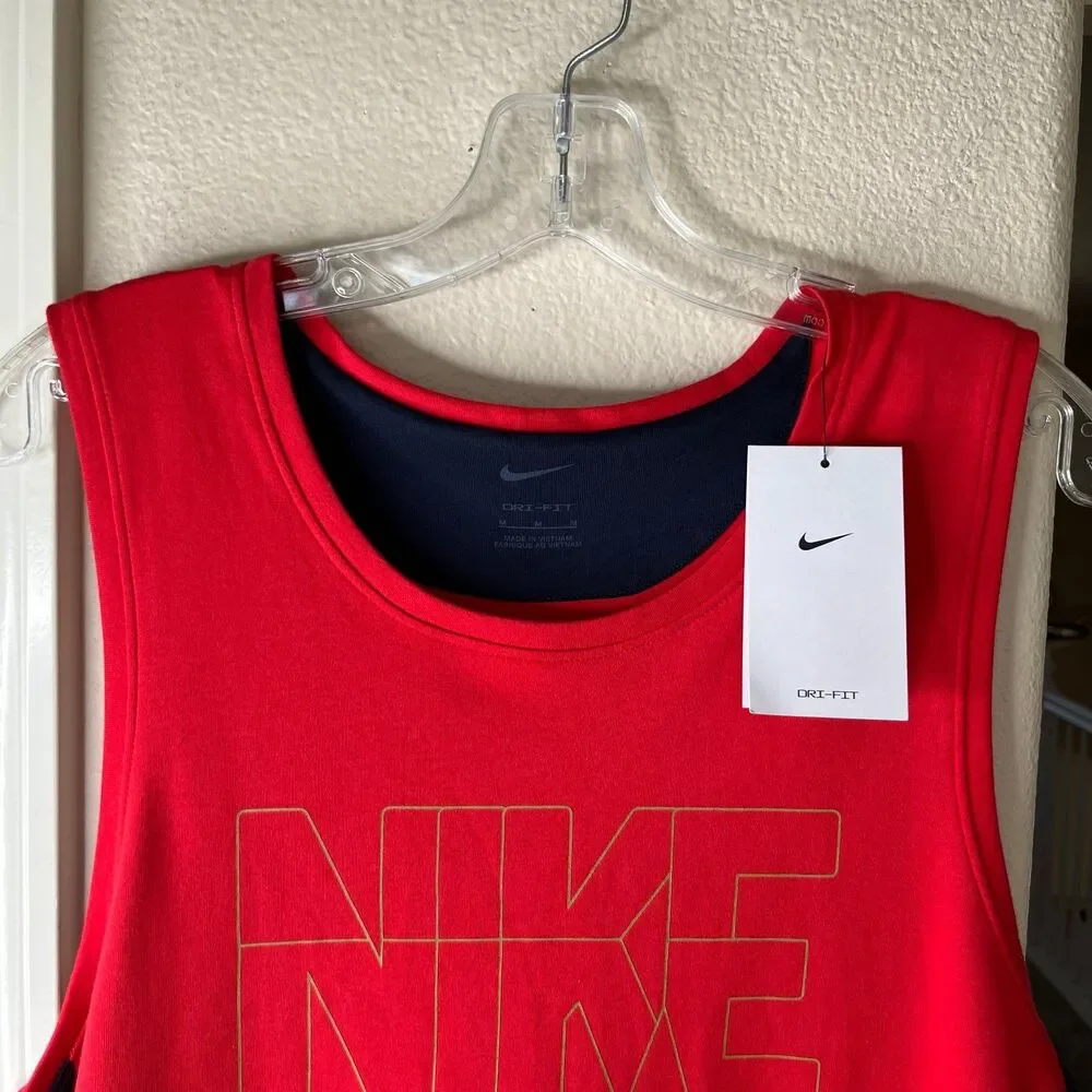 NWT Nike Men's Dri-FIT Primary Graphic Versatile Tank Top Red Size M #355